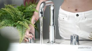 Moist teenager drills a absorption bowl fucktoy