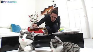 Super-Naughty stud has hired 2 jaw-dropping damsels, Amirah Adara and Misha Cross, to fellate his man rod