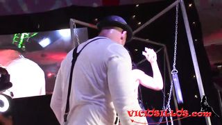 Impressive doll is being fucked on the stage and compelled to jism in various ways