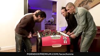 French lady is getting her daily portion of screw from 2 mischievous boys, at the same time