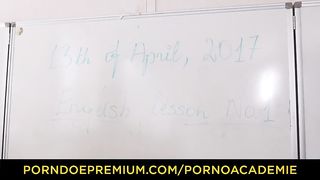 Tina Kay is deep throating her manager's spear like a professional, while getting screwed from the back