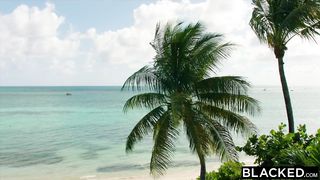 Small platinum-blonde nymph and 2 spectacular, ebony studs are poking all day like crazy beasts