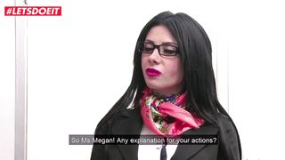 Tatted black-haired is a poundable office nymph who never says no to having an multiracial three-way