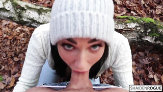 Freckled Teenie DEEP-THROATS & GULPS in the Forest - Shaiden Rogue