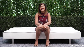 Puny boobed fuckslut is ravaging a random man during a pornography movie audition and bellowing while nutting