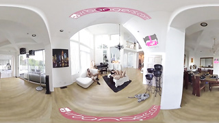 Horny dude is jacking off while seeing his gf making love with his beloved dominatrix