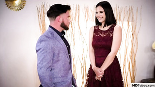 Scorching brown-haired was prepared for the prom night but got active having fuckfest with her step- stepbro