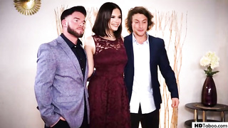 Scorching brown-haired was prepared for the prom night but got active having fuckfest with her step- stepbro