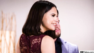 Scorching brown-haired was prepared for the prom night but got active having fuckfest with her step- stepbro