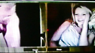 Horny College girl trys to look away but can't resist my hot show