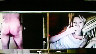 Horny College girl trys to look away but can't resist my hot show