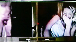 Horny College girl trys to look away but can't resist my hot show