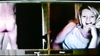 Horny College girl trys to look away but can't resist my hot show