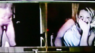 Horny College girl trys to look away but can't resist my hot show