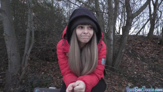 Busty euro pulled for titjob before fucking