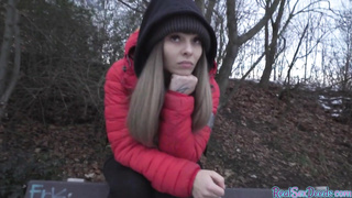 Busty euro pulled for titjob before fucking