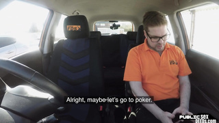 Busty brit publicly fucks during driving lesson