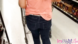 Marvelous lady is getting her underpants pulled in the shop, by a stranger who loved her