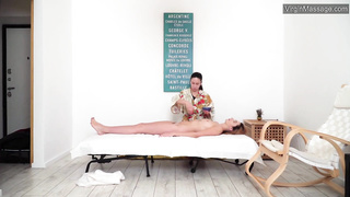 Naked stunner, Vika is about to get a utter bod rubdown, from an accomplished girl