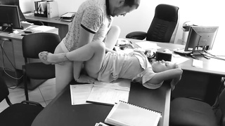 The chief pulverizes his lil' assistant on the office table and films it on covert camera