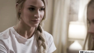 Flirty ash-blonde is having a three way with her bf and a nymph they both like