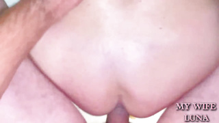 Mature blond gal is gargling her neighbor's rock rigid pink cigar and then getting porked from behind