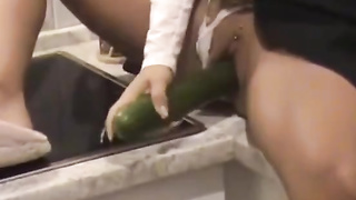 Inexperienced blondie red-haired pounds cucumber