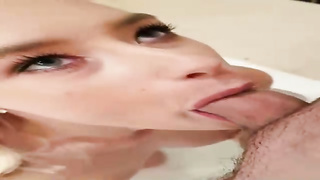 Blue- witnessed blondie dame is screaming while deep throating manhood, because it perceives so plumbing fine