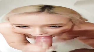 Blue- witnessed blondie dame is screaming while deep throating manhood, because it perceives so plumbing fine