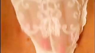 Super-Hot doll in white underpants is mildly rubbin' her vag, in front of the web camera