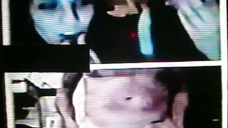 2 brunette College girls give sexy gestures to my strip show