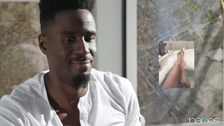 Black man is about to drill a fascinating, white towheaded, until she begins wailing from sheer pleasure