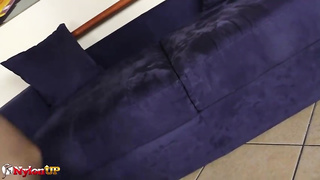 Ultra-Kinky chick, Magena Yama is dressed in tights and high high-heeled slippers while jacking with a hitachi