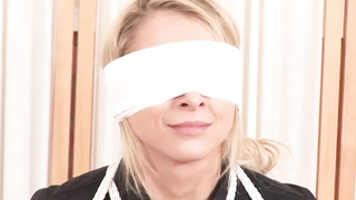 Blinded ash-blonde in black footwear with high high-heeled slippers, Alix Lynx got corded up cock-squeezing and luved it