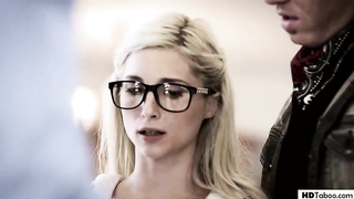 Puny blondie honey, Piper Perri is getting pounded while blowing a rock rigid meat stick