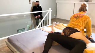 Ultra-Kinky stud is observing his gigantic caboose wifey pulverizing a neighbor and wanking off to that