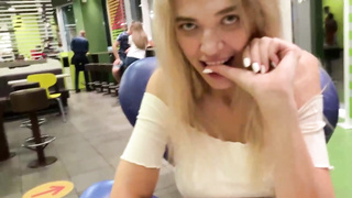 Sizzling, blondie honey has a massager inwards her poon and her bf is controling it