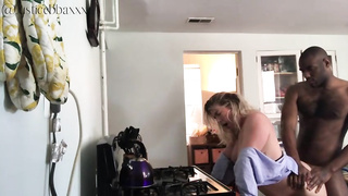 Black boy is drilling a smoking molten, white blond from the back, during the lockdown