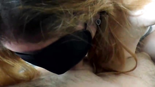 Molten stunner is providing a blow-job to her roomie and rubbin' his manmeat to make him jizz