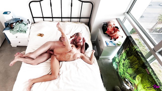 Impressive brown-haired is deep-throating beefstick and having hard-core fuck-a-thon in the middle of the day