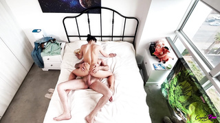 Impressive brown-haired is deep-throating beefstick and having hard-core fuck-a-thon in the middle of the day