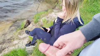 Fap off a man rod near a stranger gal in public