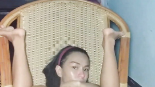 Lily enjoy massive fake penis in her bootie