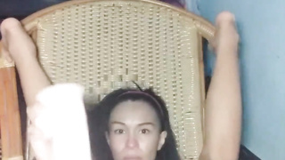 Lily enjoy massive fake penis in her bootie