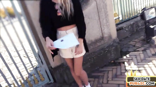 Tatted blondie with diminutive bra-stuffers is having hard-core hook-up with a stud she has just encountered