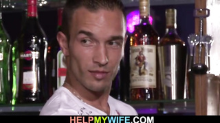 Slender towheaded honey is humping her paramour in front of her spouse and shrieking while nutting