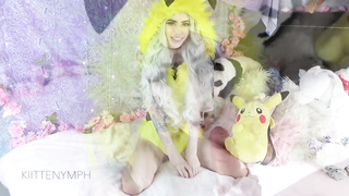 Whorey Pikachu doll is throating schlong like a real professional, before getting inserted with it