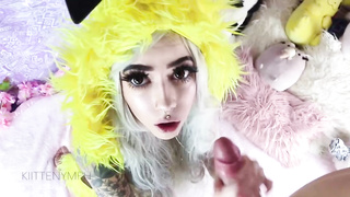 Whorey Pikachu doll is throating schlong like a real professional, before getting inserted with it
