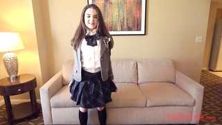 I put a college uniform on a damsel who just revved legitimate yo