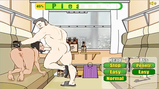 Toon honey is stretching her gams broad open for a random dude in the teach